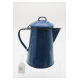 Blue Speckled Enamel Coffee Pot