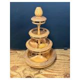 3 Tier Hand Carved Monkey Pod Lazy Susan