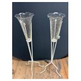 Glass Floral Vases with Metal Stands
