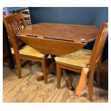 Wood Drop-Leaf Table with 2 Matching Chairs