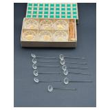 Glass Salt Spoons and Salt Cellars in Box