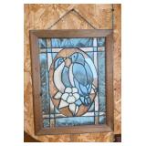 Framed Stained Glass Artwork With Birds