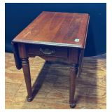 Mahogany Drop-Leaf Side Table with Drawer