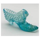 Blue Hobnail Glass Slipper