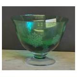 FTD Green Glass Bowl w/ Snowflake Design