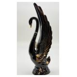 MCM Glossy Black Ceramic Swan Figurine Japan