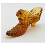 Fenton Amber Hobnail Glass Slippers