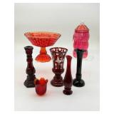 Red and Ruby Glass Decor Items
