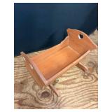 Wooden Doll Cradle with Heart Cutouts