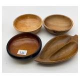 Four Wooden Bowls