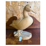 Hand-Carved Wooden Duck Sculpture