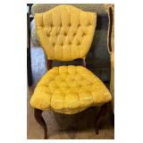 Vintage Tufted Yellow Upholstered Chair
