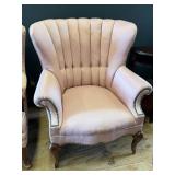 Vintage Tufted Armchair With Pink Upholstery
