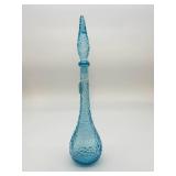 Empoli Italian Blue Hobnail Glass Decanter