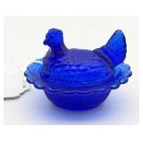 Cobalt Blue Hen on Nest Salt Cellar