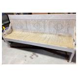 White Rustic Church Pew w/Storage on Side