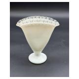 Fenton Milk Glass Silver Crest Fan Vase