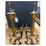 Brass Andirons With Scroll Design