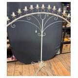 Vintage Wrought Iron Floor Candleabra White