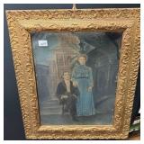 Framed Portrait of Couple Ornate Gilded Frame