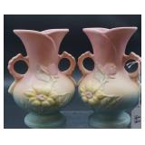 Pair Hull Magnolia 2 Handled Vases
