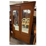 Wooden Wardrobe With Mirrored Doors