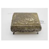Vintage Silver Tone Metal Trinket Box Japan