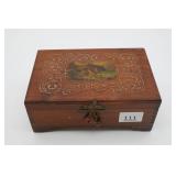 Wooden Jewelry Box With Carved Design and Lock