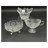 3 Pieces Cut Glass Tableware