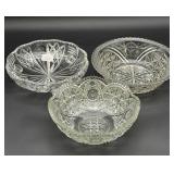 Three Cut Glass Bowls