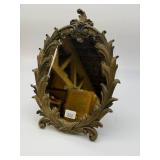 Ornate Tabletop Oval Mirror With Easel Back