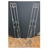 Two White Metal Plant Stands