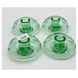 4 Green Depression Glass Candle Holders