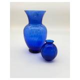Two Cobalt Blue Glass Vases