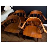 Four Maple Barrel Back Captain Chairs