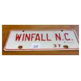 Winfall, N.C. License Plate