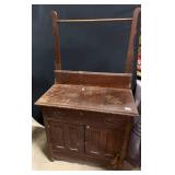 Oak Washstand w/Towel Bar