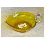 Vintage Candy Dish Yellow Blown Glass