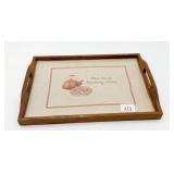 Wooden Serving Tray w/Cross Stitch