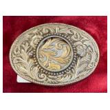 Oval Belt Buckle With Floral Pattern
