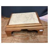Wooden Footstool with Upholstered Top