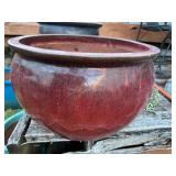 Red Round Ceramic Planter