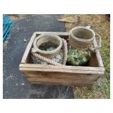 Wooden Crate w/2 Glass Jars