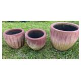 (3) Red Ceramic Planters