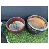 (2) Round Ceramic Planters