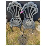 Cast Aluminum Patio Chairs & Plant Stand