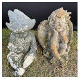 Concrete Boy Wearing Feather Hat & Cherub