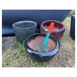 (3) Ceramic Round Planters