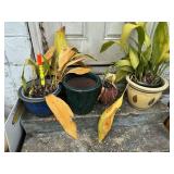 (4) Planters Ceramic & Etc. Some w/Plants