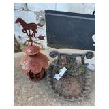 Cast Iron Lyre Shape Boot Scraper & Rustic Metal